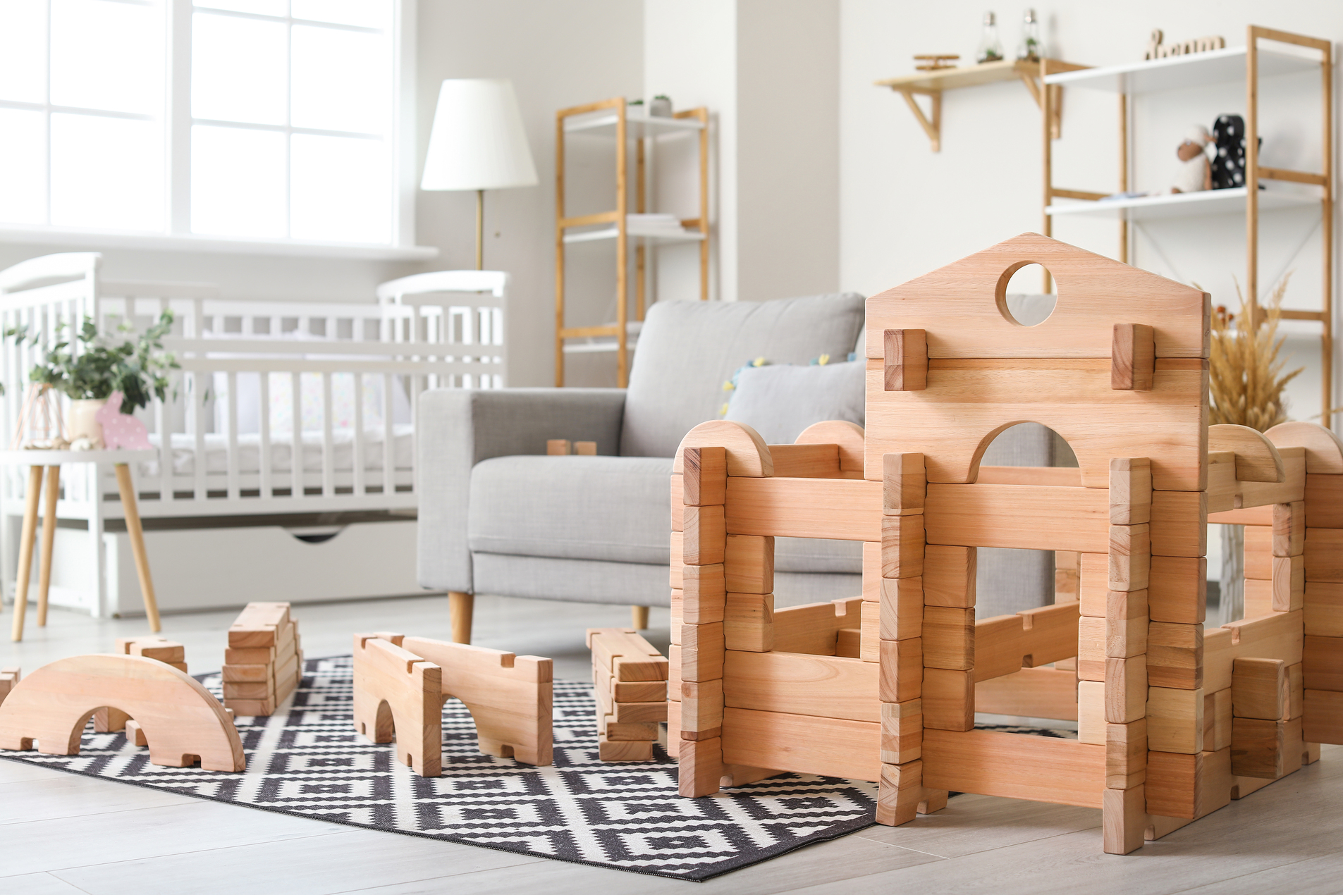 Take-apart playhouse in interior of children's room